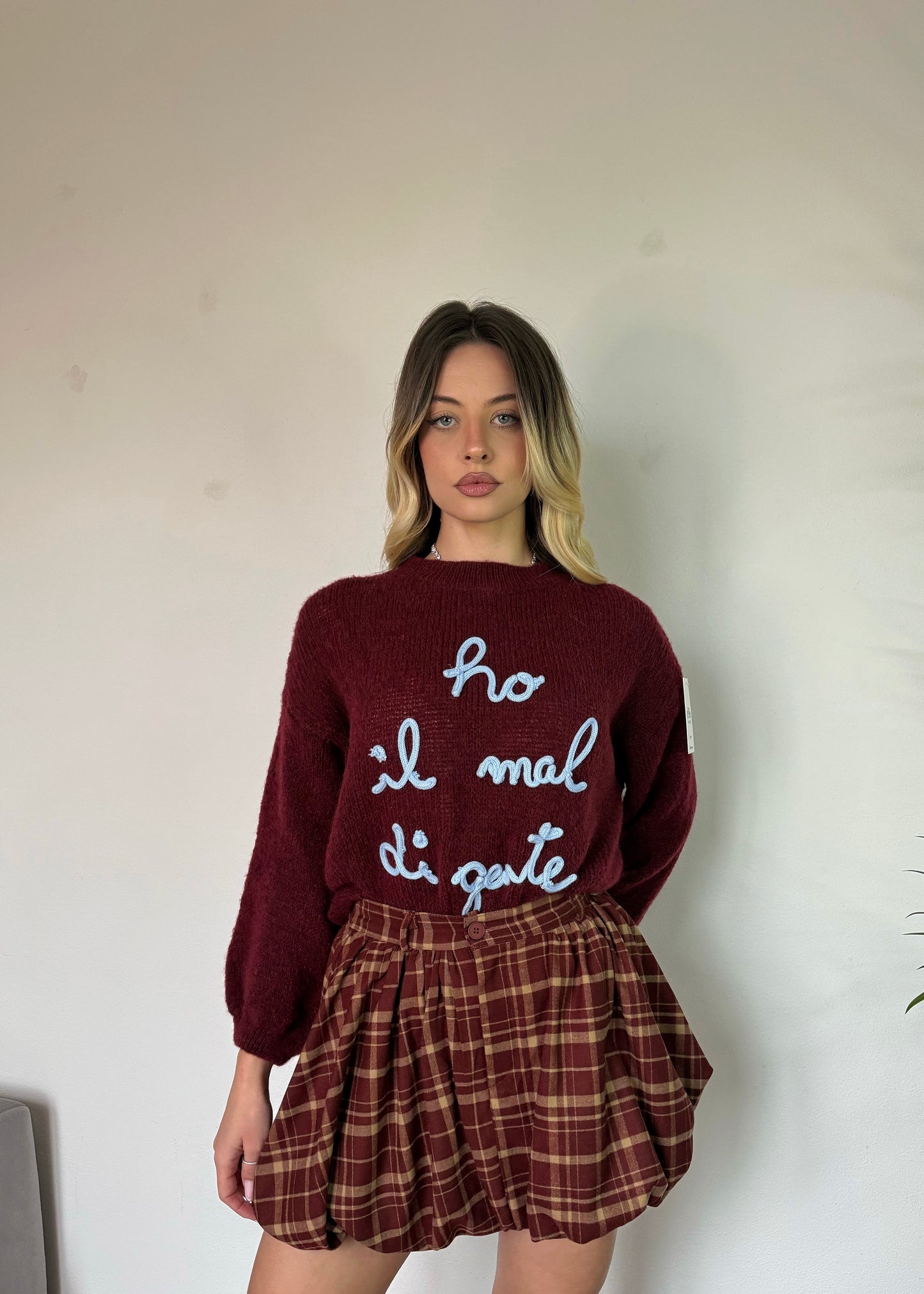 MINI GONNA SCOZIA BORDEAUX