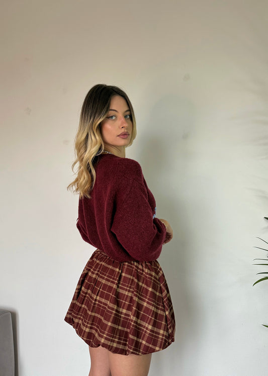 MINI GONNA SCOZIA BORDEAUX